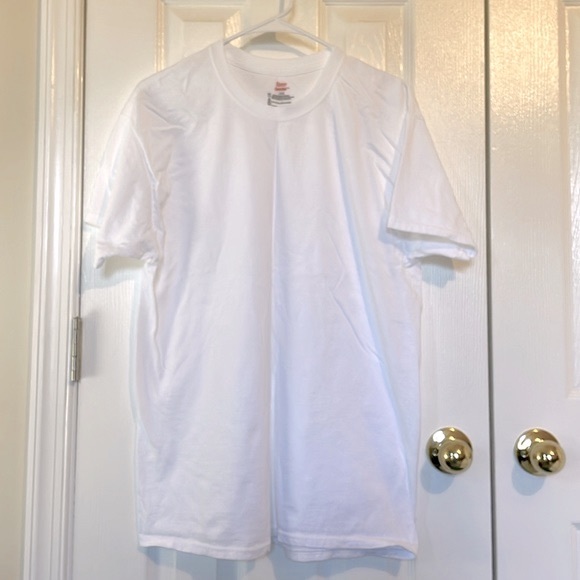 Hanes ComfortSoft White Short Sleeve Tee, Size Large - Picture 2 of 8